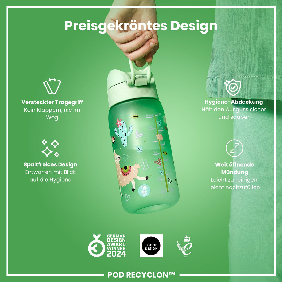 Recyclon Wasserflasche, Lamas, 350 ml