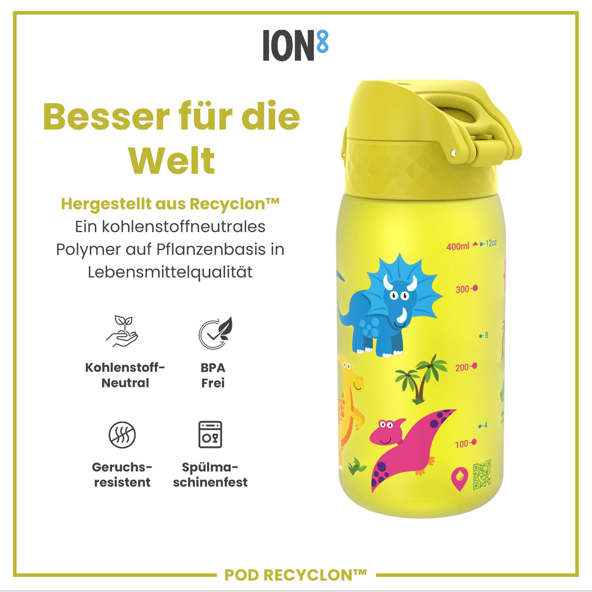Recyclon Trinkflasche, Dinosaurier, 350 ml
