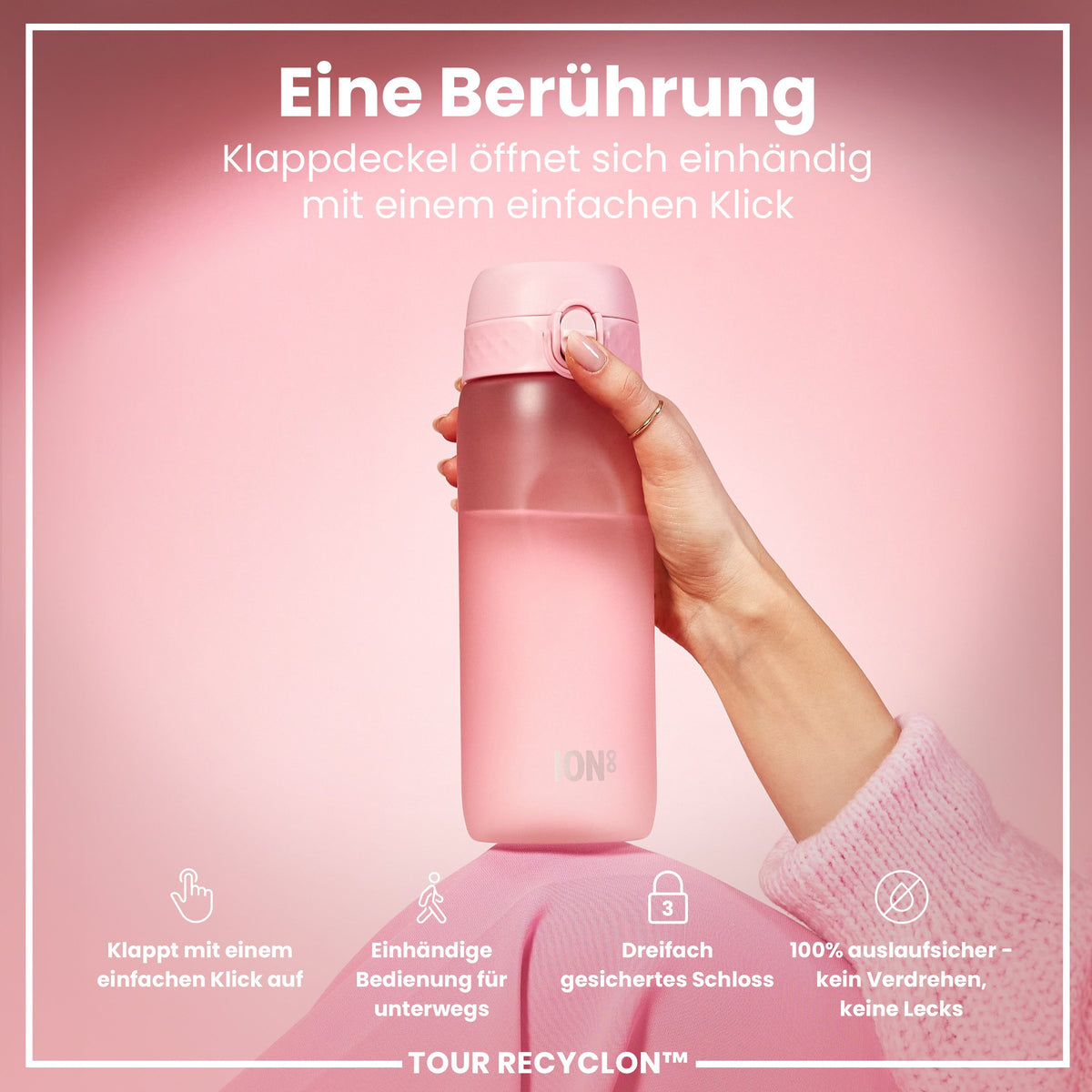 Recyclon-Wasserflasche, Rosenquarz, 750ml