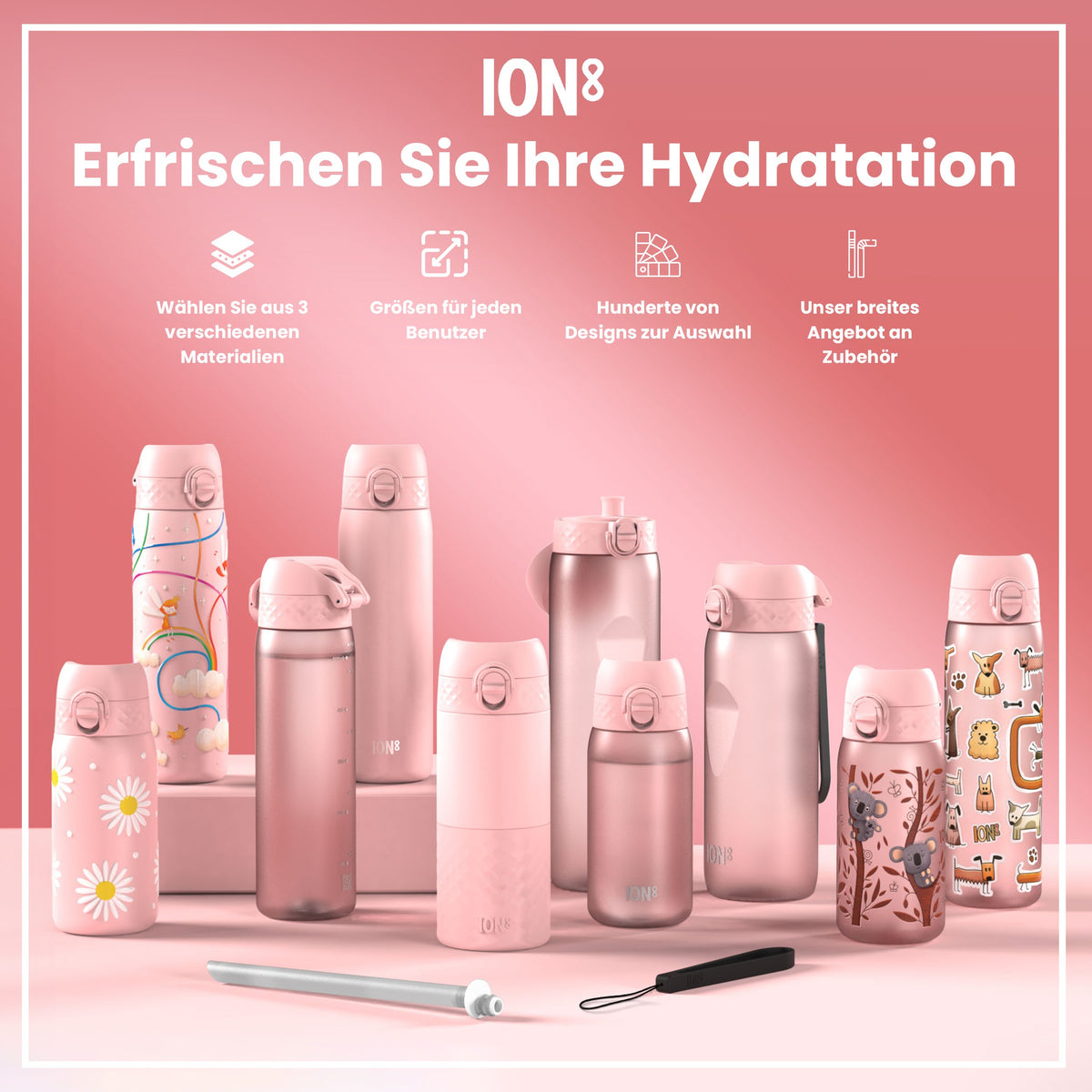 Recyclon-Wasserflasche, Rosenquarz, 750ml