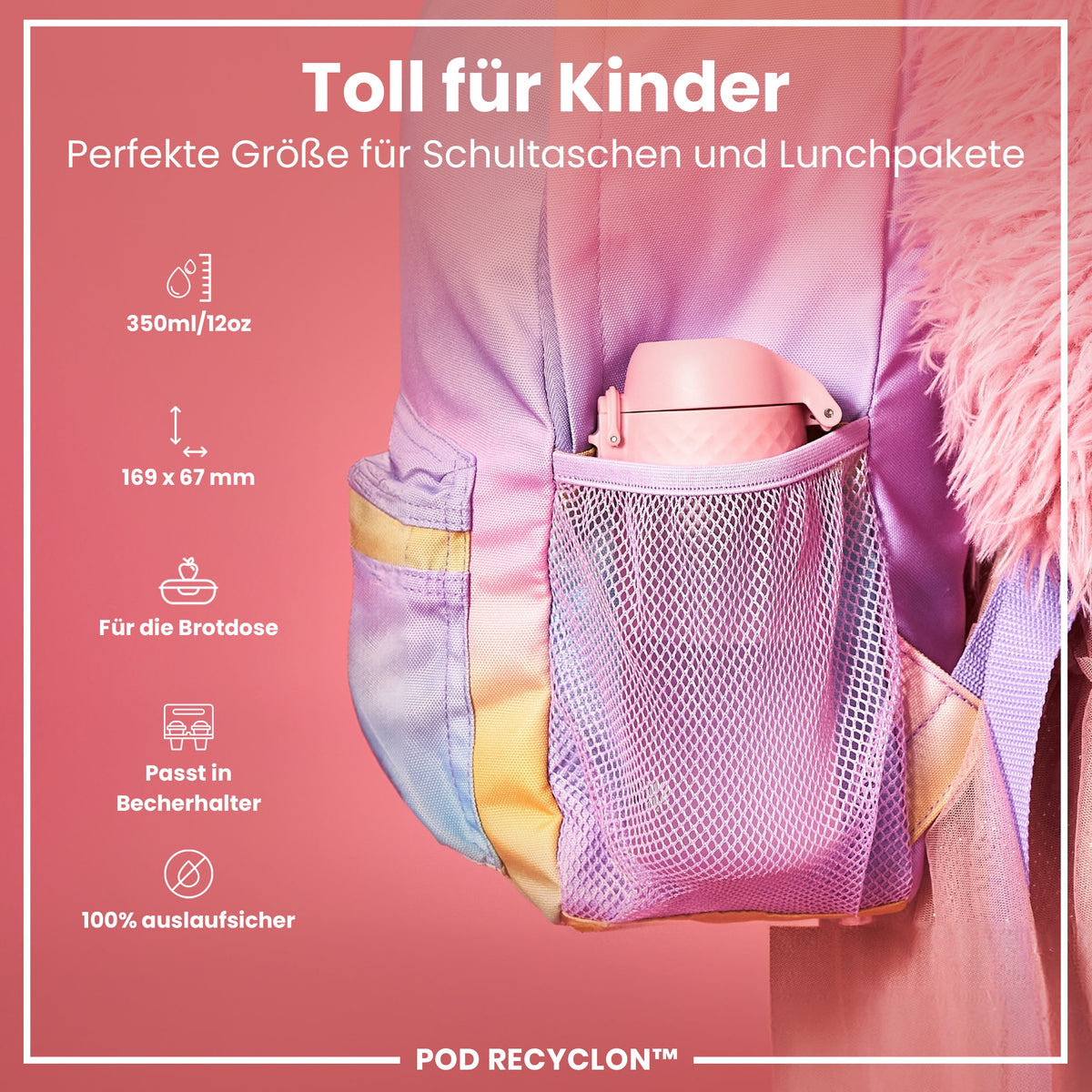 Recyclon Wasserflasche,  Rosenquarz, 350 ml