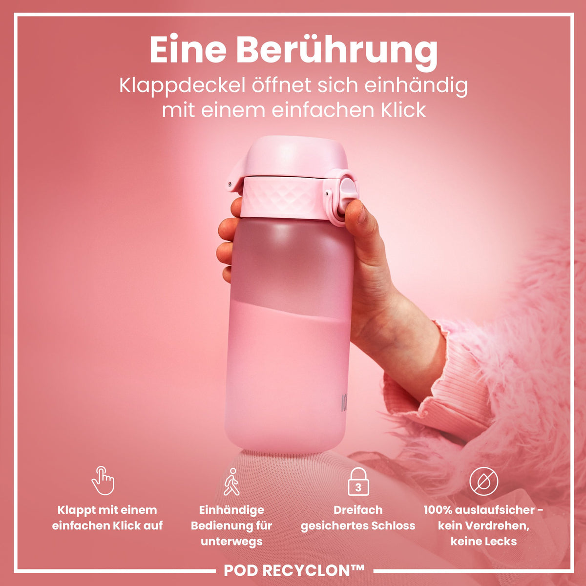 Recyclon Wasserflasche,  Rosenquarz, 350 ml