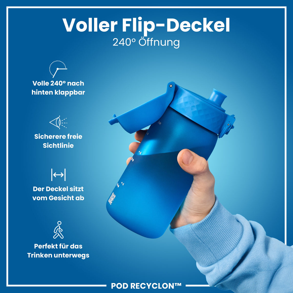 Recyclon Wasserflasche,  Blau, 350 ml