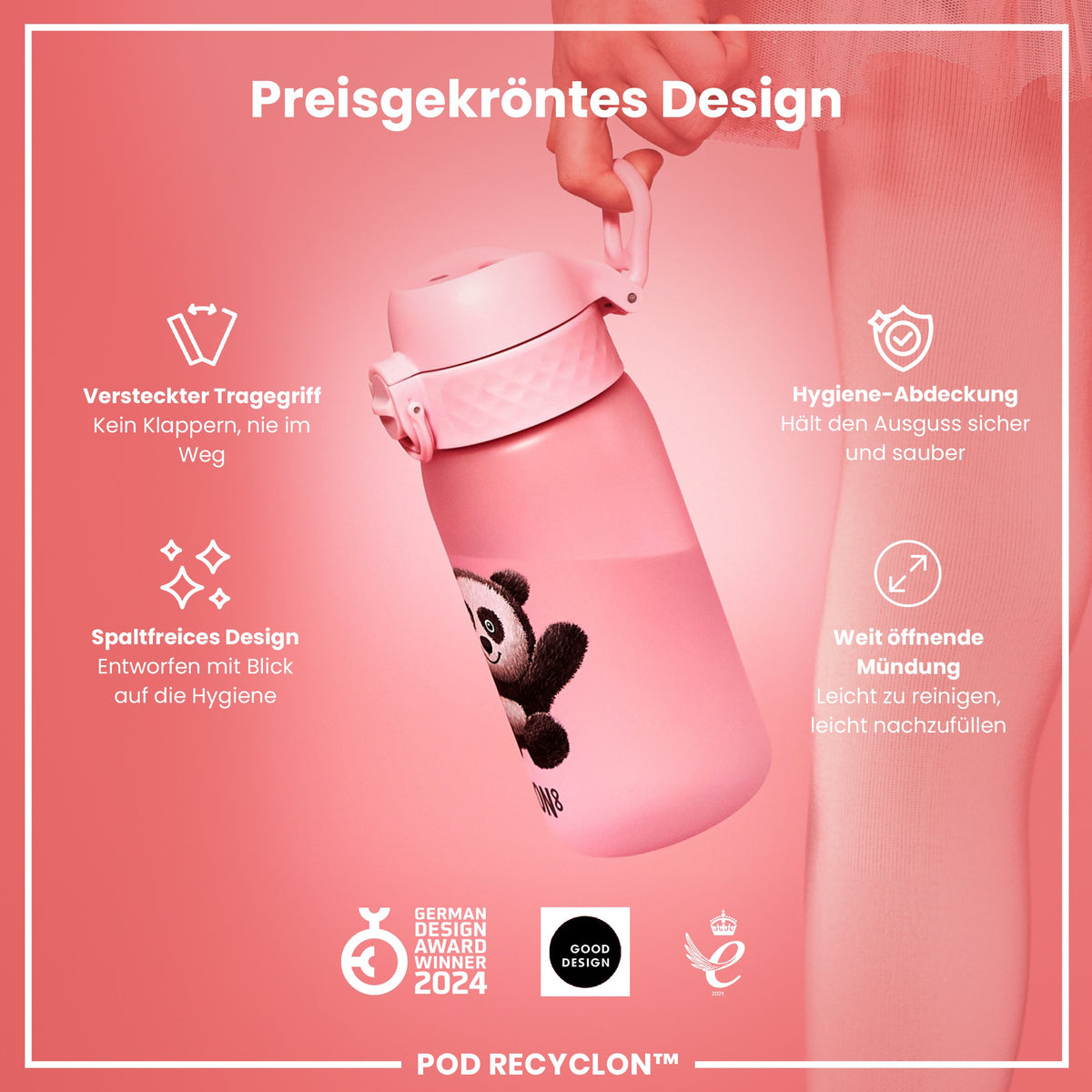 Recyclon Wasserflasche, Panda, 350 ml