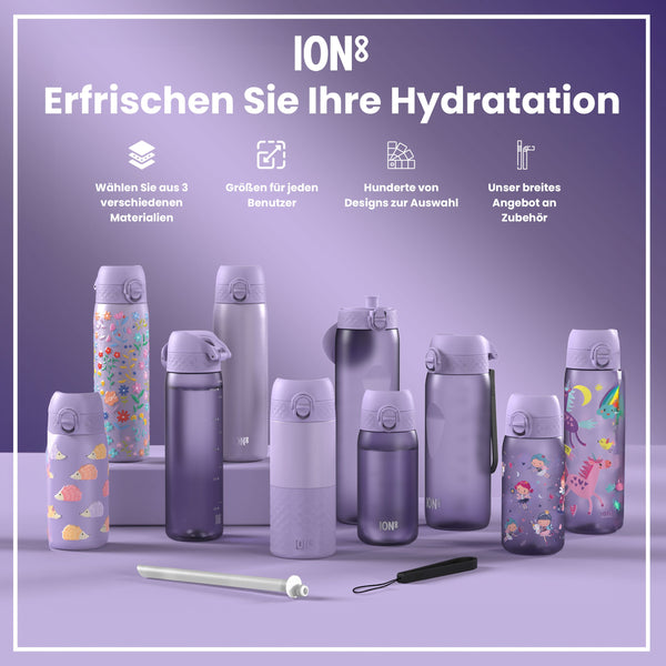 Recyclon-Wasserflasche mit Trinkzeiten, Blau & Pink, 1 L
