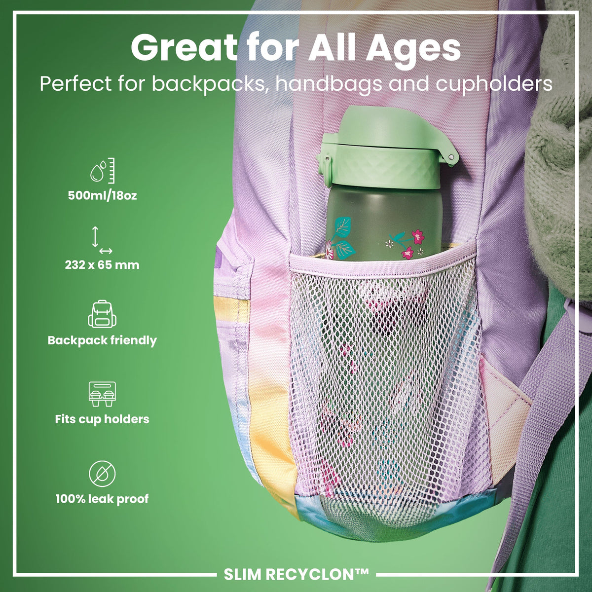 Recyclon Wasserflasche, Wild Butterfly, 500 ml