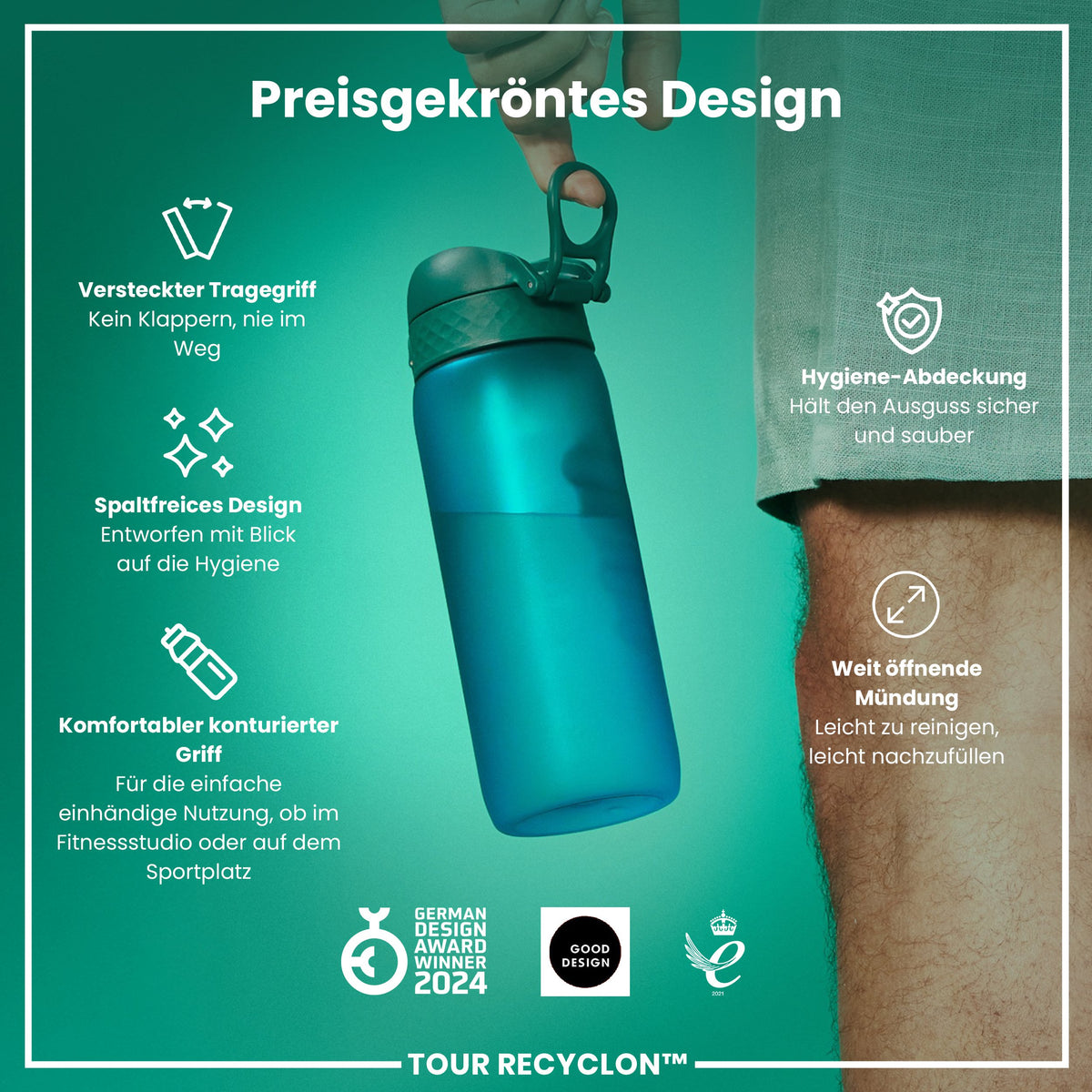 Recyclon-Wasserflasche, Aqua, 750ml