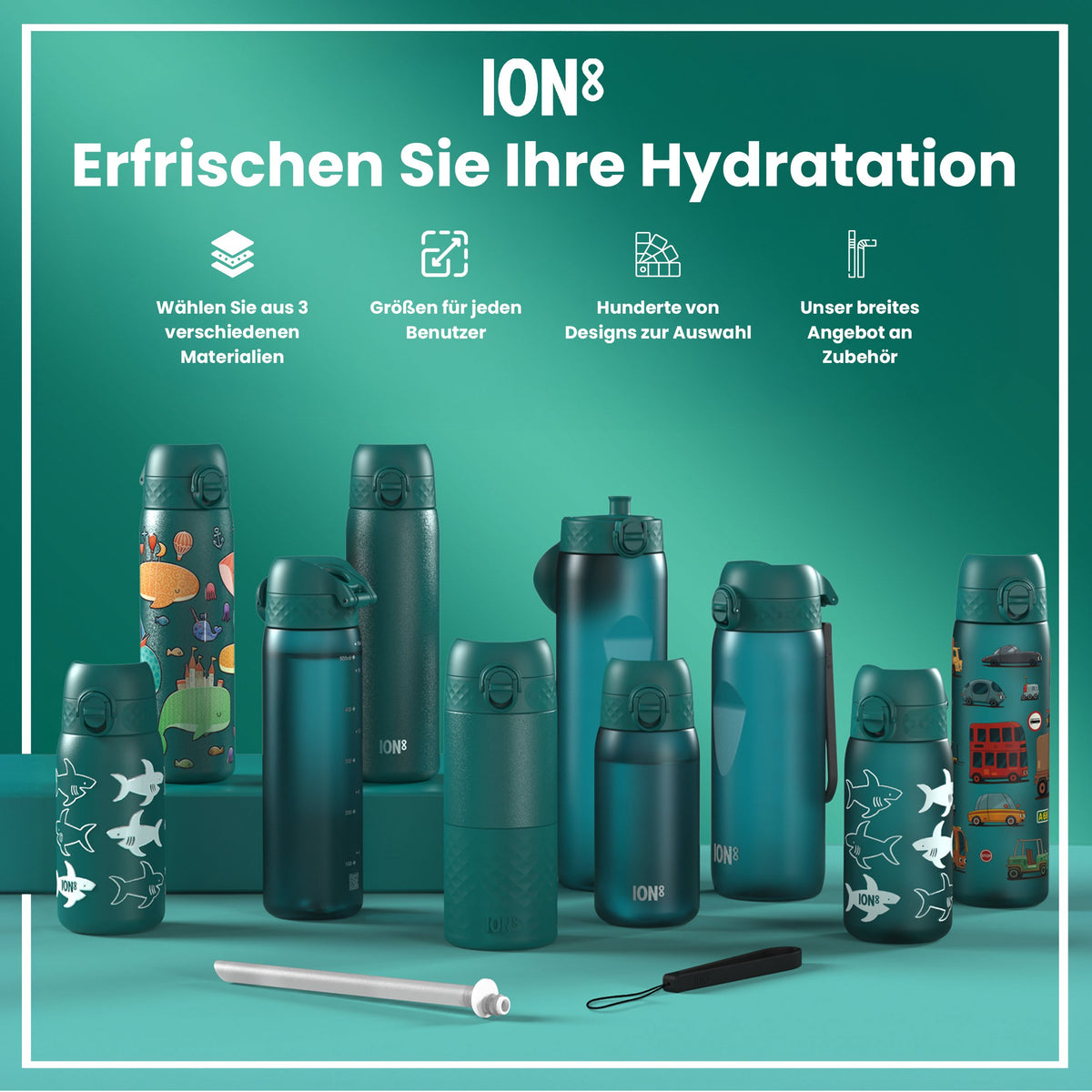 Recyclon-Wasserflasche, Aqua, 750ml