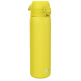 A yellow water bottle stands upright against a white background. ION8 is printed on its side.