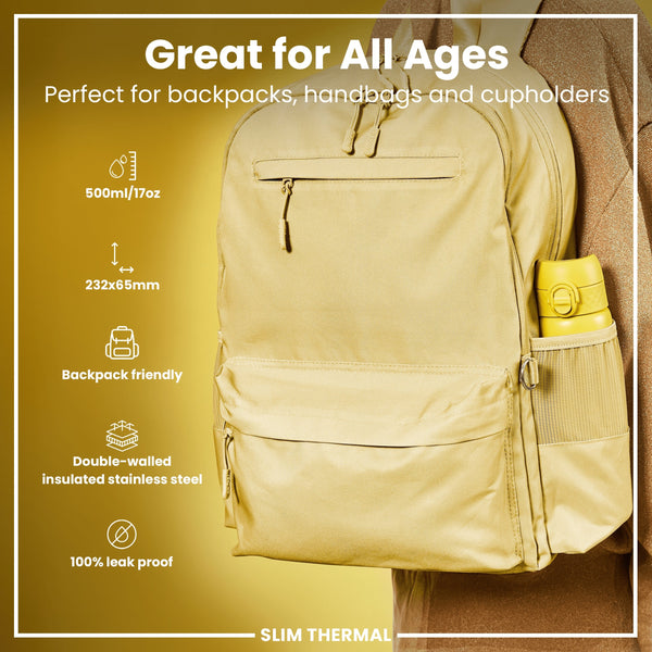 Isolierte Edelstahl-Wasserflasche, Gelb, 500 ml