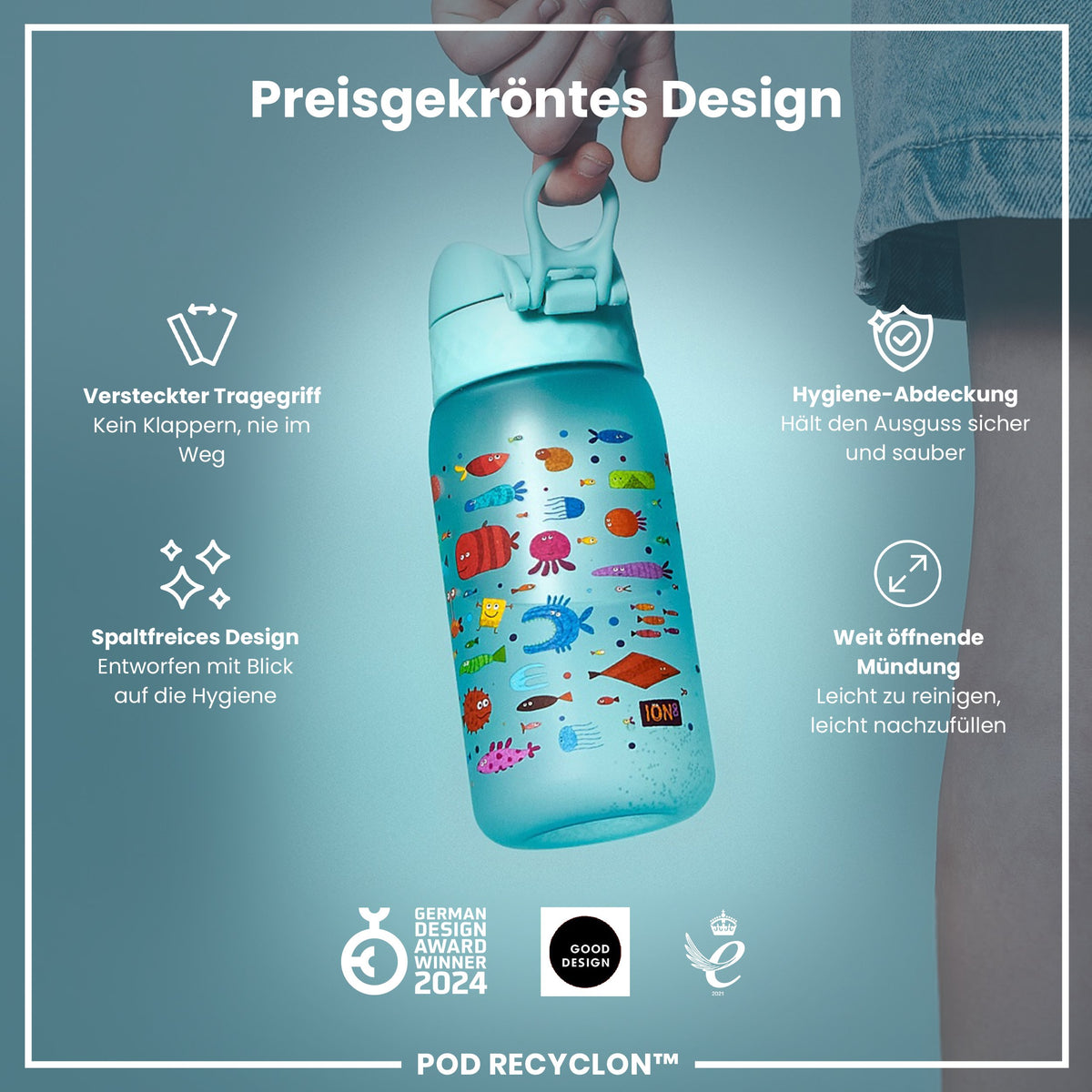 Recyclon Wasserflasche, Fisch, 350 ml