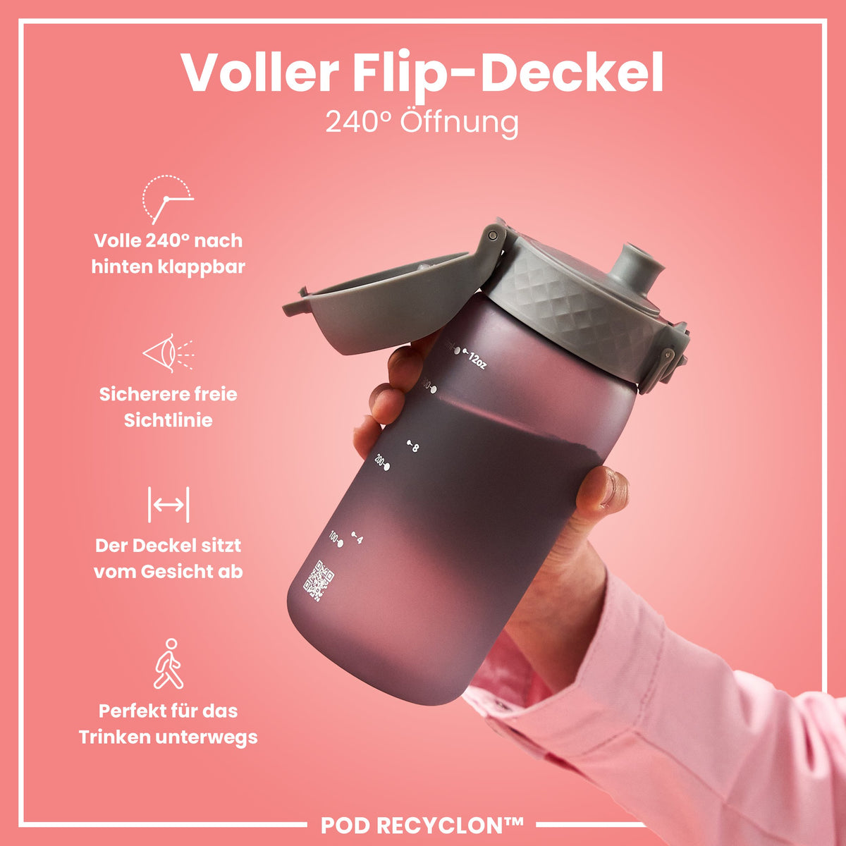 Recyclon Wasserflasche,  Grau, 350 ml