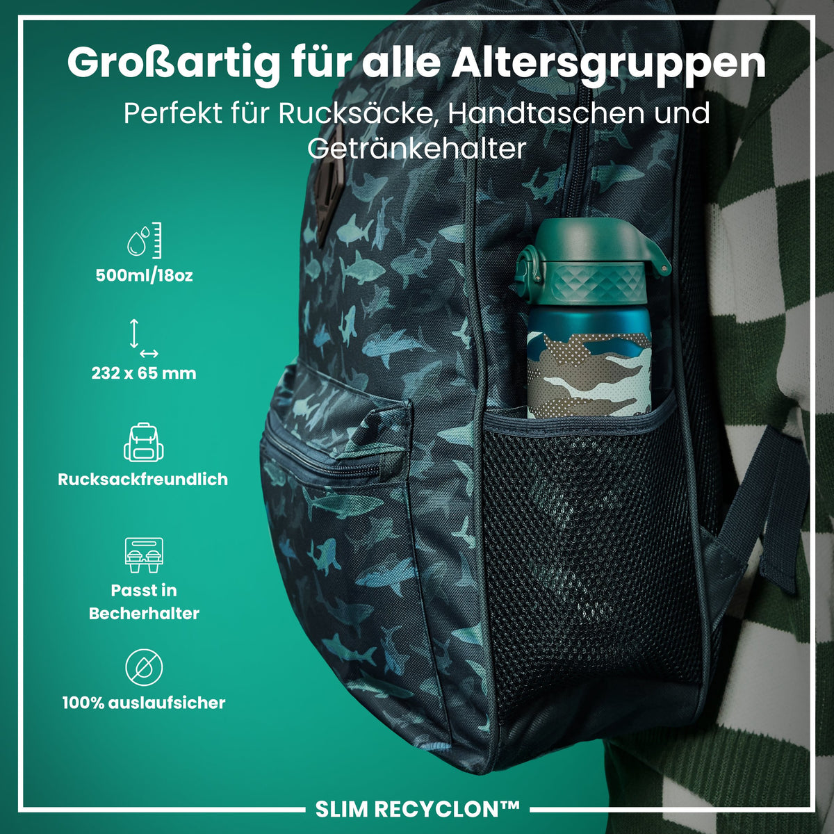 Recyclon Wasserflasche, Camouflage, 500 ml