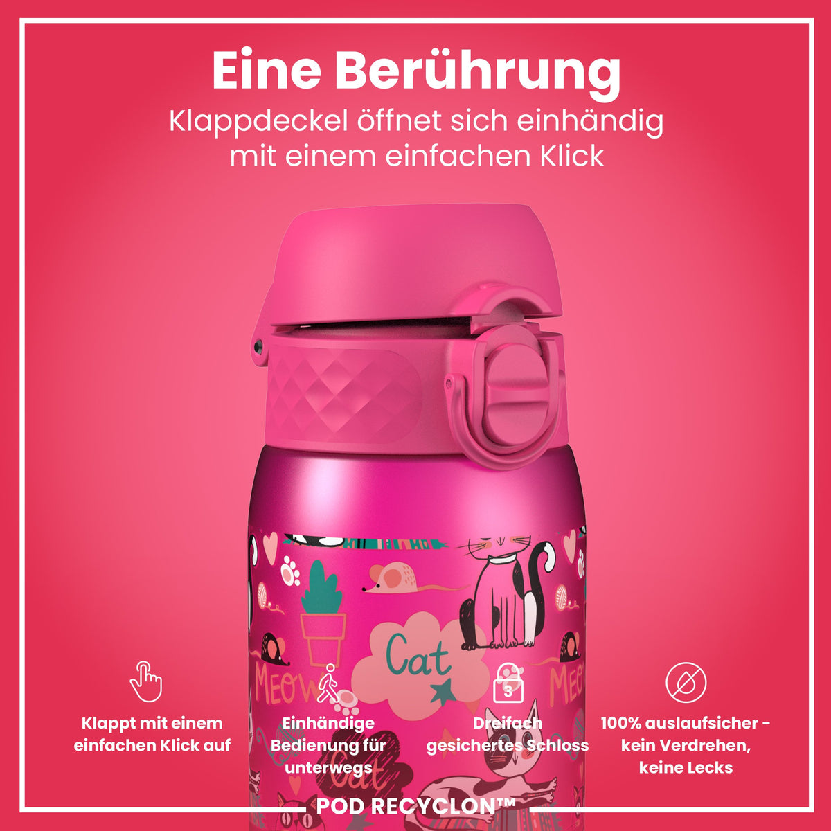 Recyclon Wasserflasche, Kätzchen, 350 ml