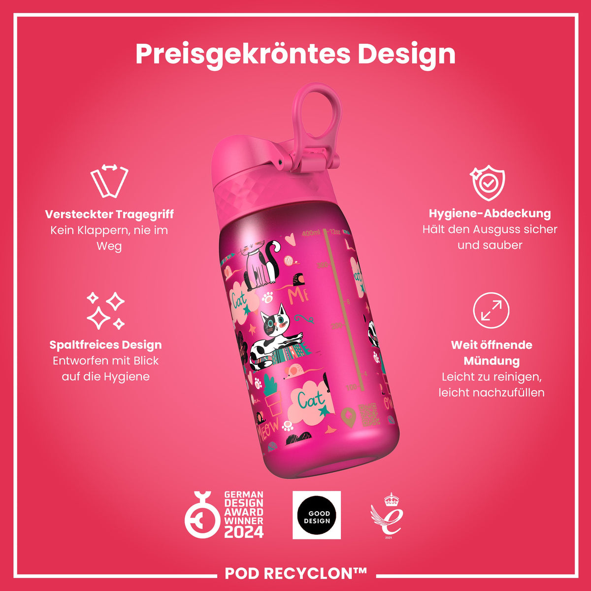 Recyclon Wasserflasche, Kätzchen, 350 ml