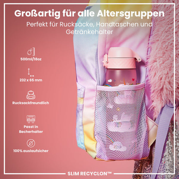 Recyclon Trinkflasche, Einhorn-Regenbogen, 500 ml