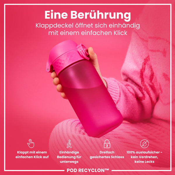 Recyclon Wasserflasche, Rosa, 350 ml