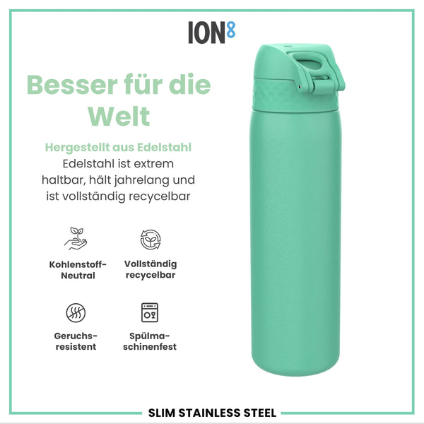 Leichte Edelstahl-Wasserflasche, Teal, 600 ml