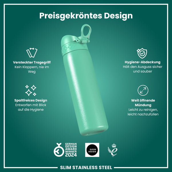 Leichte Edelstahl-Wasserflasche, Teal, 600 ml