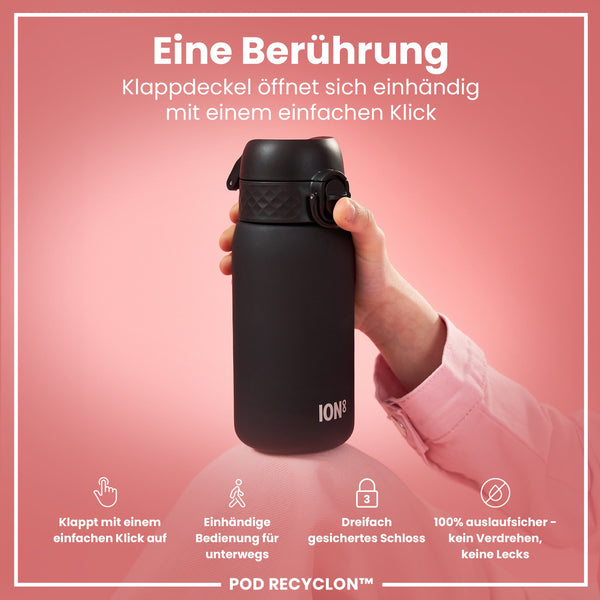 Recyclon Wasserflasche,  Schwarz, 350 ml