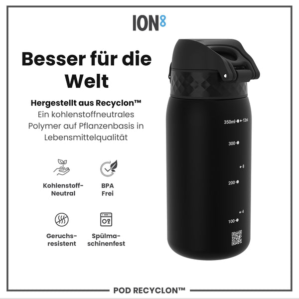 Recyclon Wasserflasche,  Schwarz, 350 ml