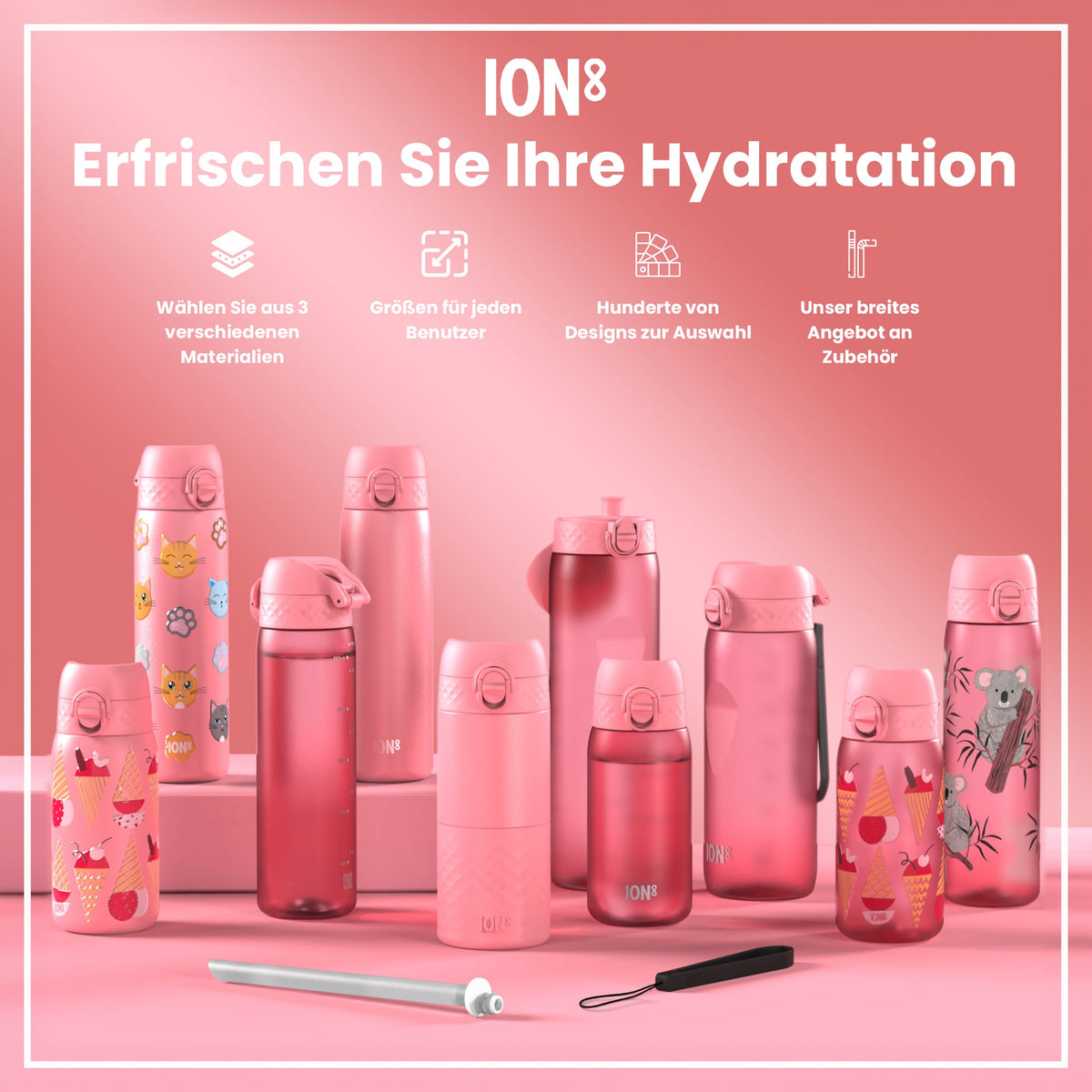 Leichte Edelstahl-Wasserflasche, Eiscreme, 400 ml