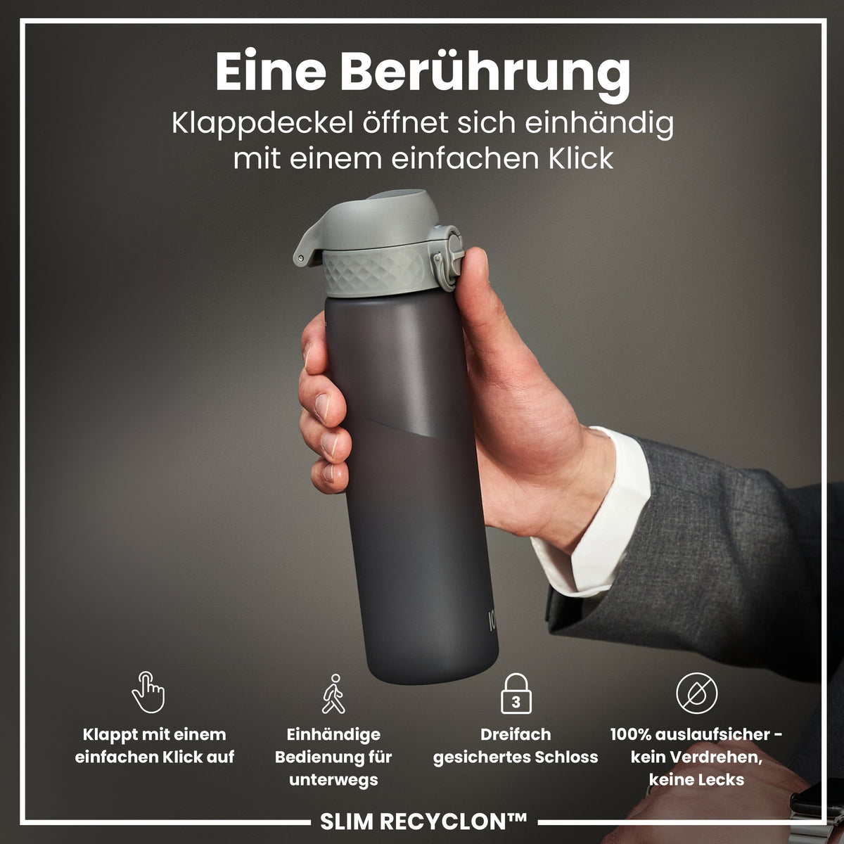 Recyclon Trinkflasche, Grau, 500 ml