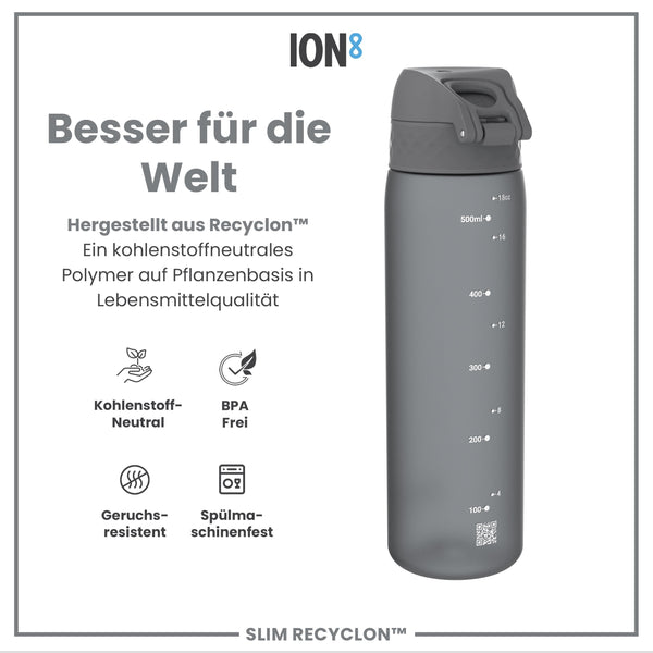 Recyclon Trinkflasche, Grau, 500 ml