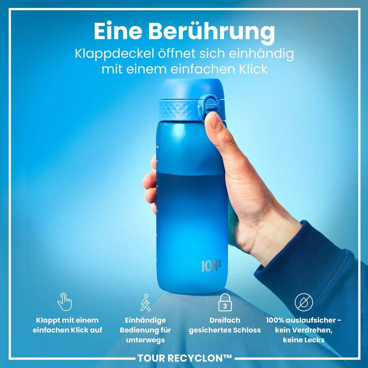 Recyclon-Wasserflasche, Blau, 750ml