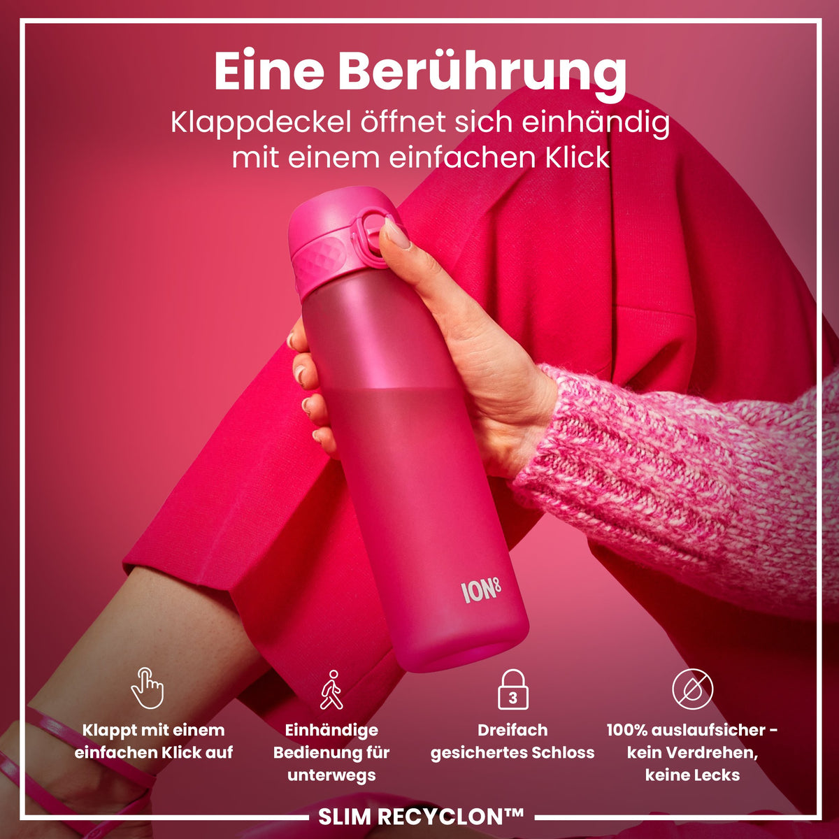 Recyclon Trinkflasche, Rosa, 500 ml