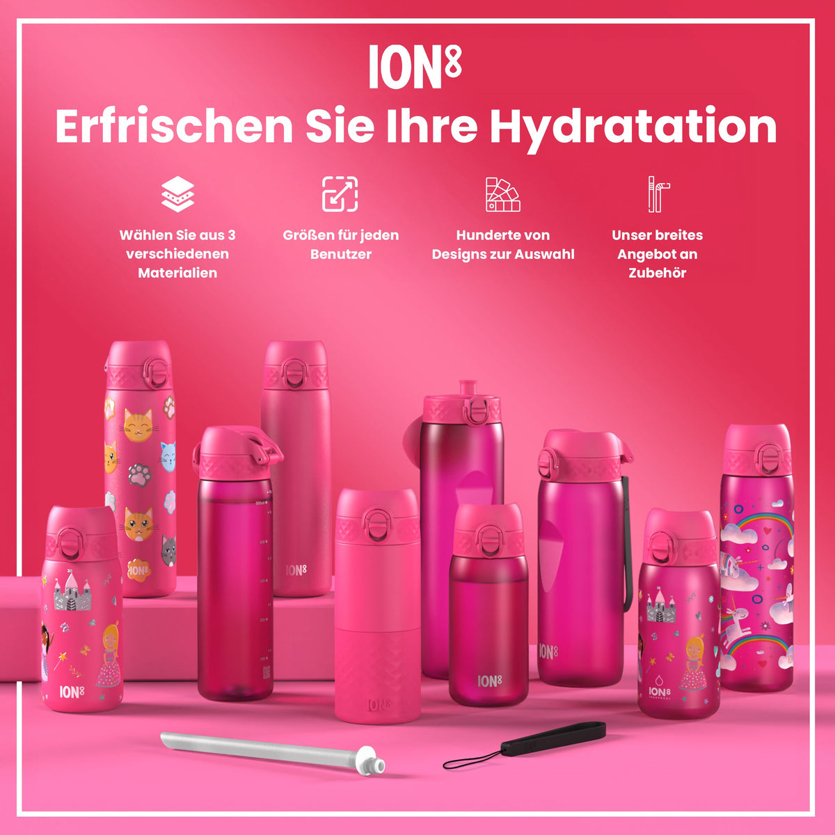 Recyclon Trinkflasche, Rosa, 500 ml
