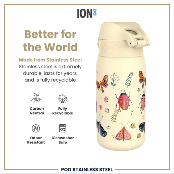 Leichte Edelstahl-Wasserflasche, Insektenwelt, 400 ml