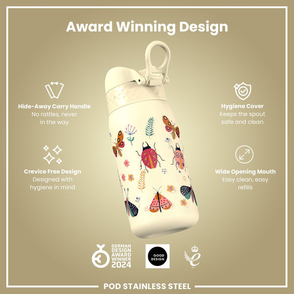 Leichte Edelstahl-Wasserflasche, Insektenwelt, 400 ml