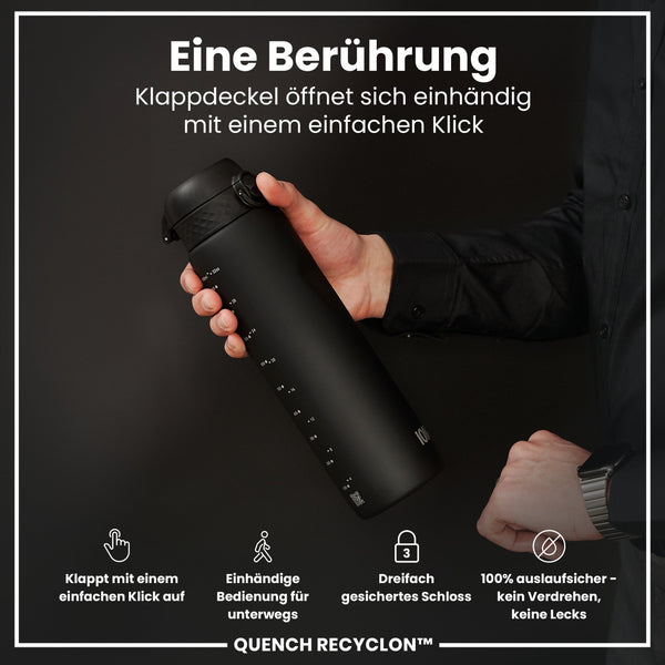 Recyclon-Wasserflasche, Schwarz, 1 L