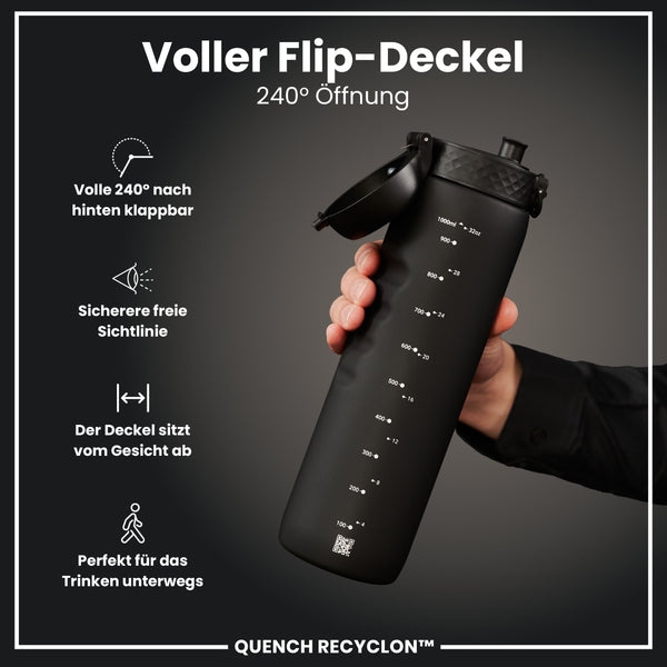 Recyclon-Wasserflasche, Schwarz, 1 L