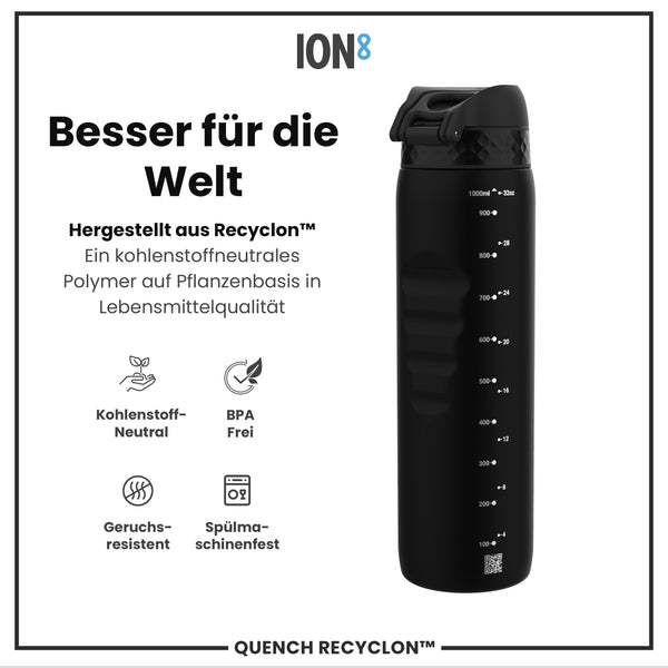 Recyclon-Wasserflasche, Schwarz, 1 L