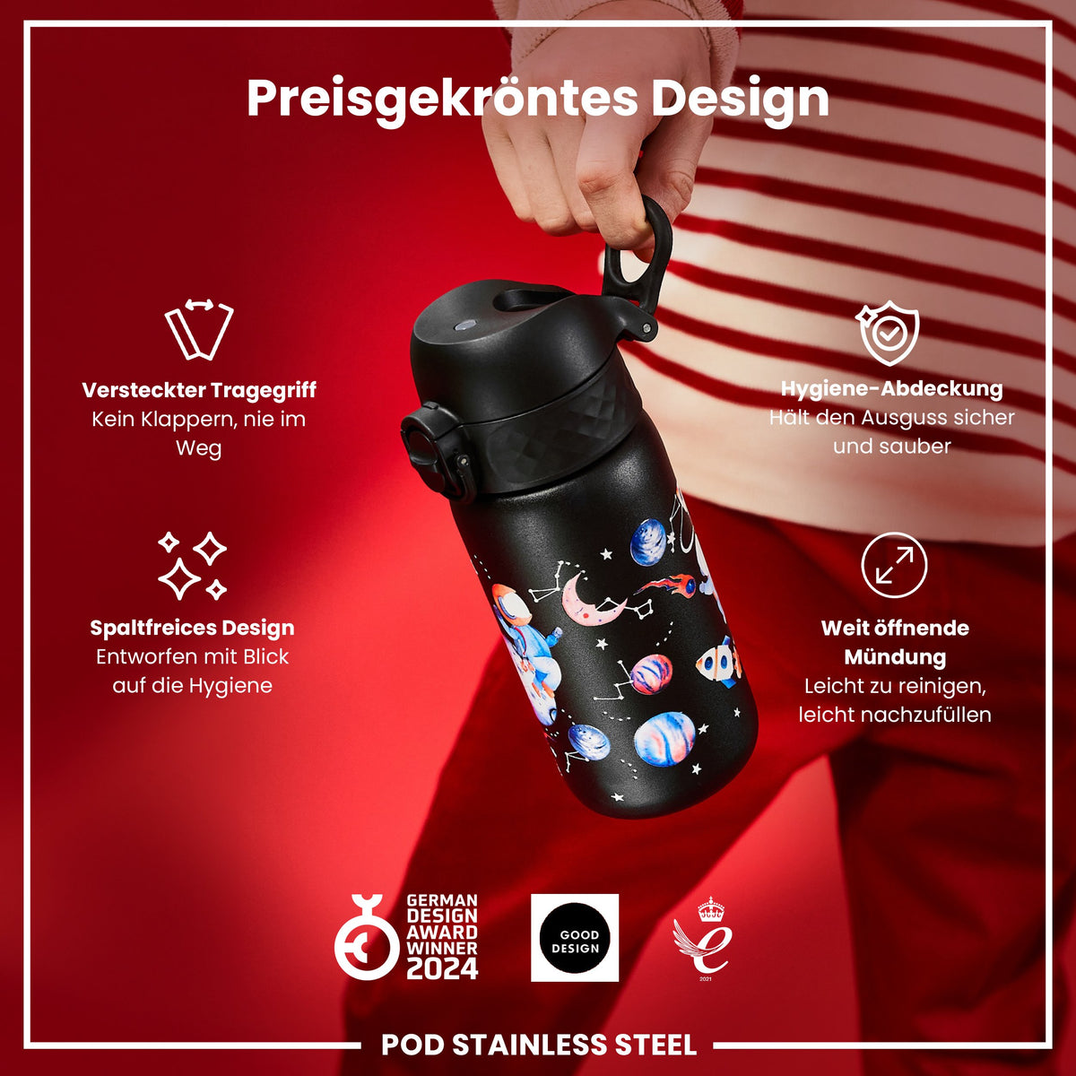 Leichte Edelstahl-Wasserflasche, Weltraum