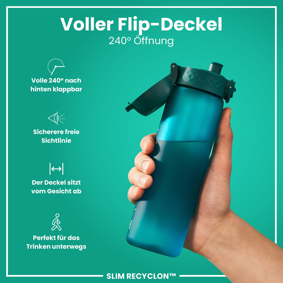 Recyclon Wasserflasche, Aqua, 500 ml