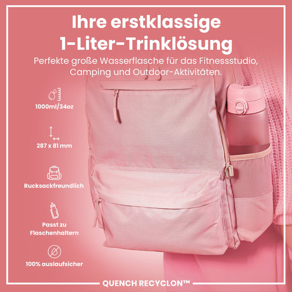 Recyclon-Wasserflasche, Rosenquarz, 1 L