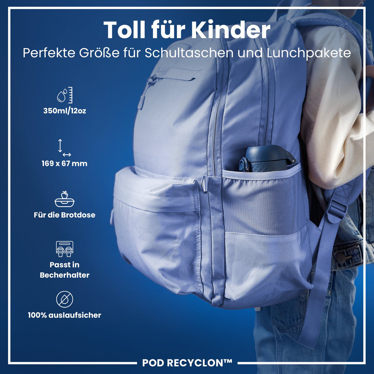 Recyclon Wasserflasche, Marineblau, 350 ml