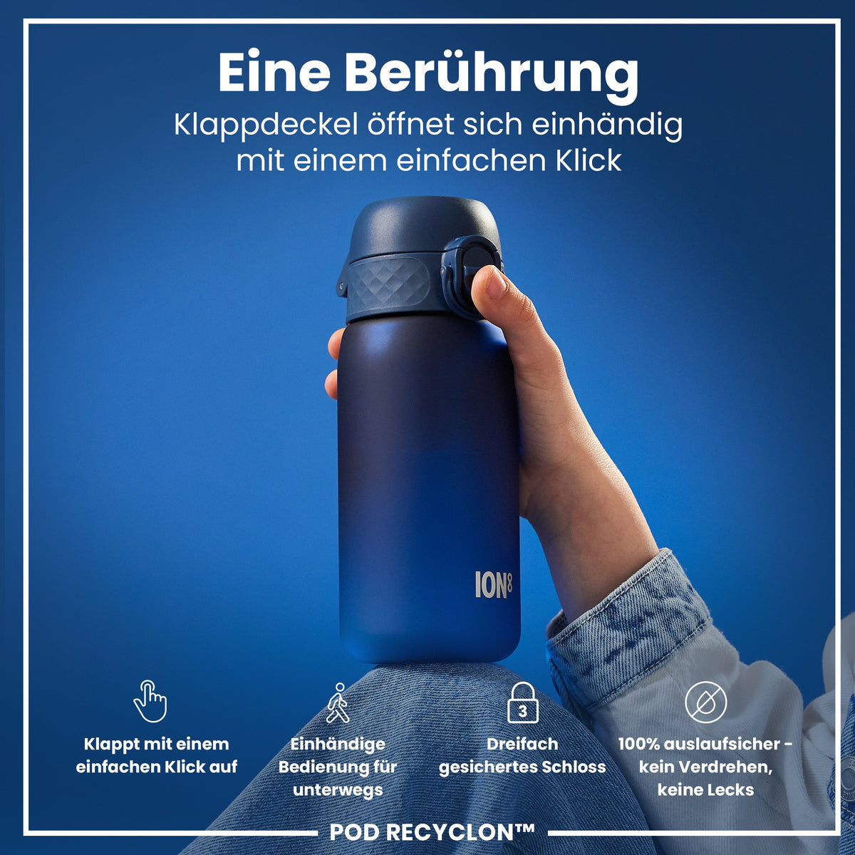 Recyclon Wasserflasche, Marineblau, 350 ml