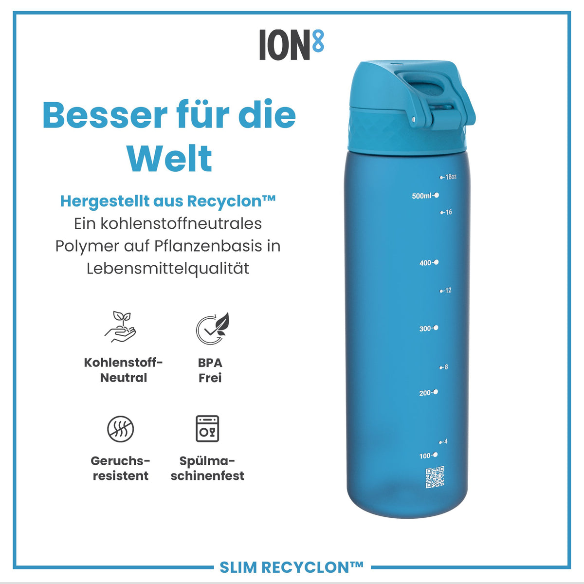 Recyclon Trinkflasche, Blau, 500 ml