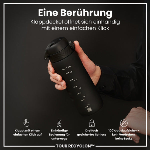 Recyclon-Wasserflasche, Schwarz, 750ml