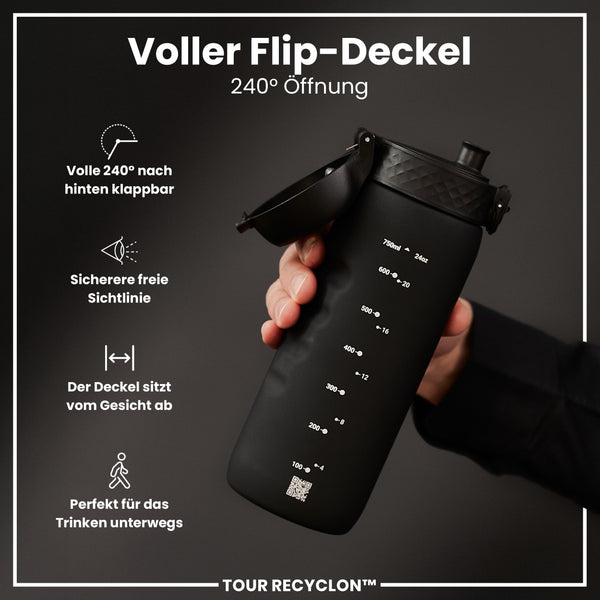Recyclon-Wasserflasche, Schwarz, 750ml