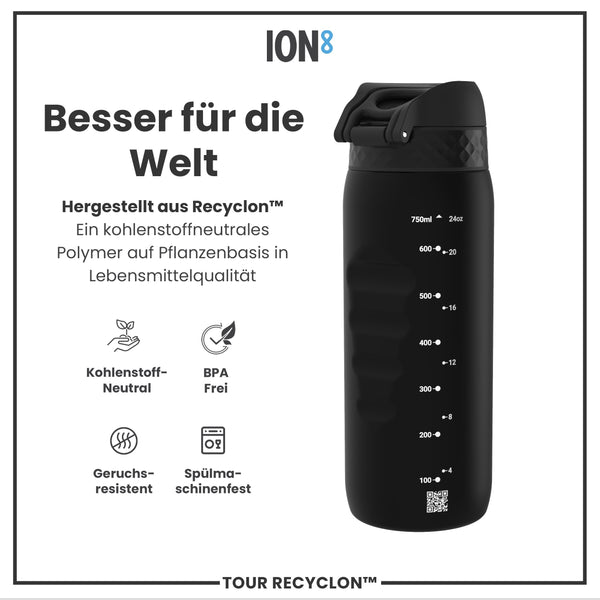 Recyclon-Wasserflasche, Schwarz, 750ml