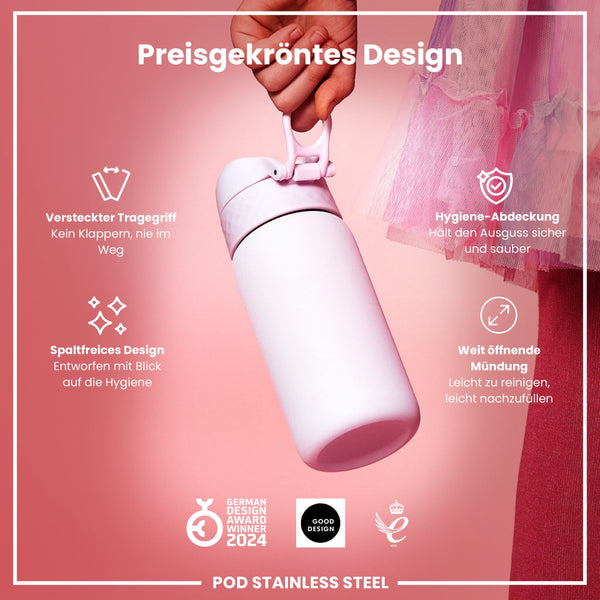 Leichte Edelstahl-Wasserflasche, Flieder Dämmerung, 400 ml