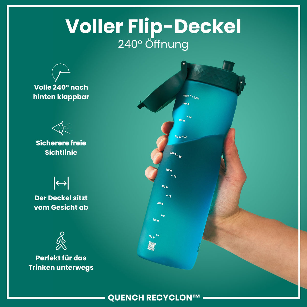 Recyclon-Wasserflasche, Aqua, 1 L