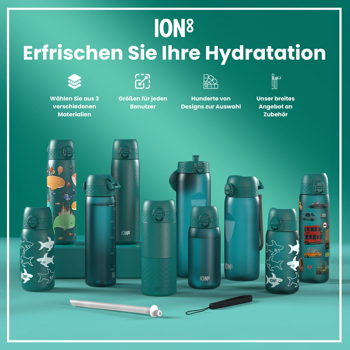 Recyclon-Wasserflasche, Aqua, 1 L
