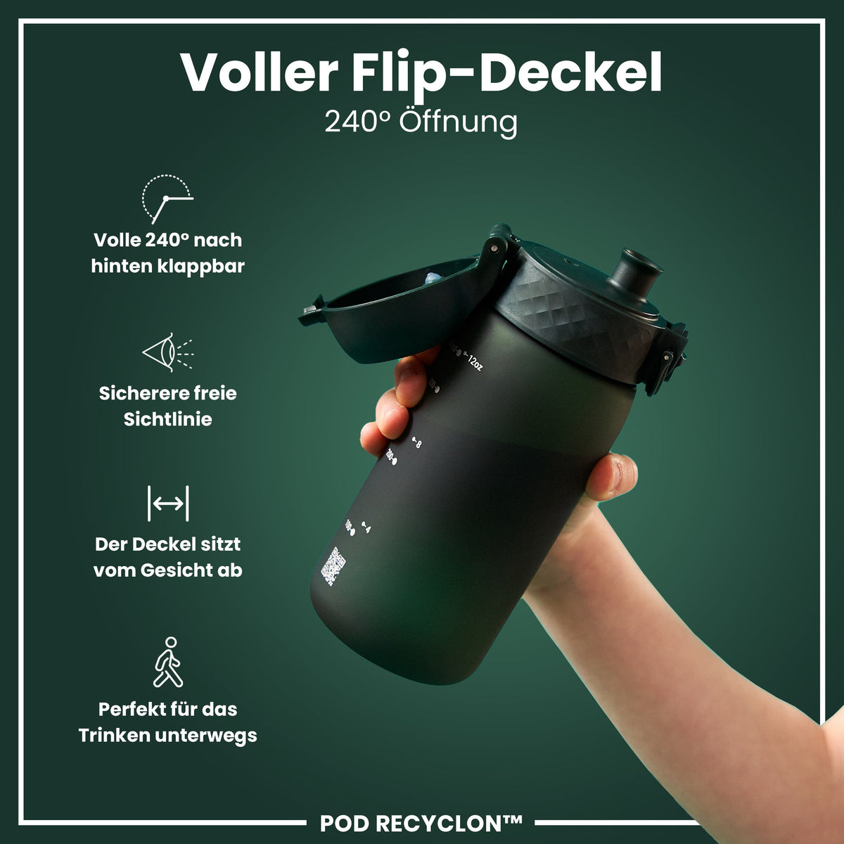 Recyclon Wasserflasche, Dunkelgrün, 350 ml