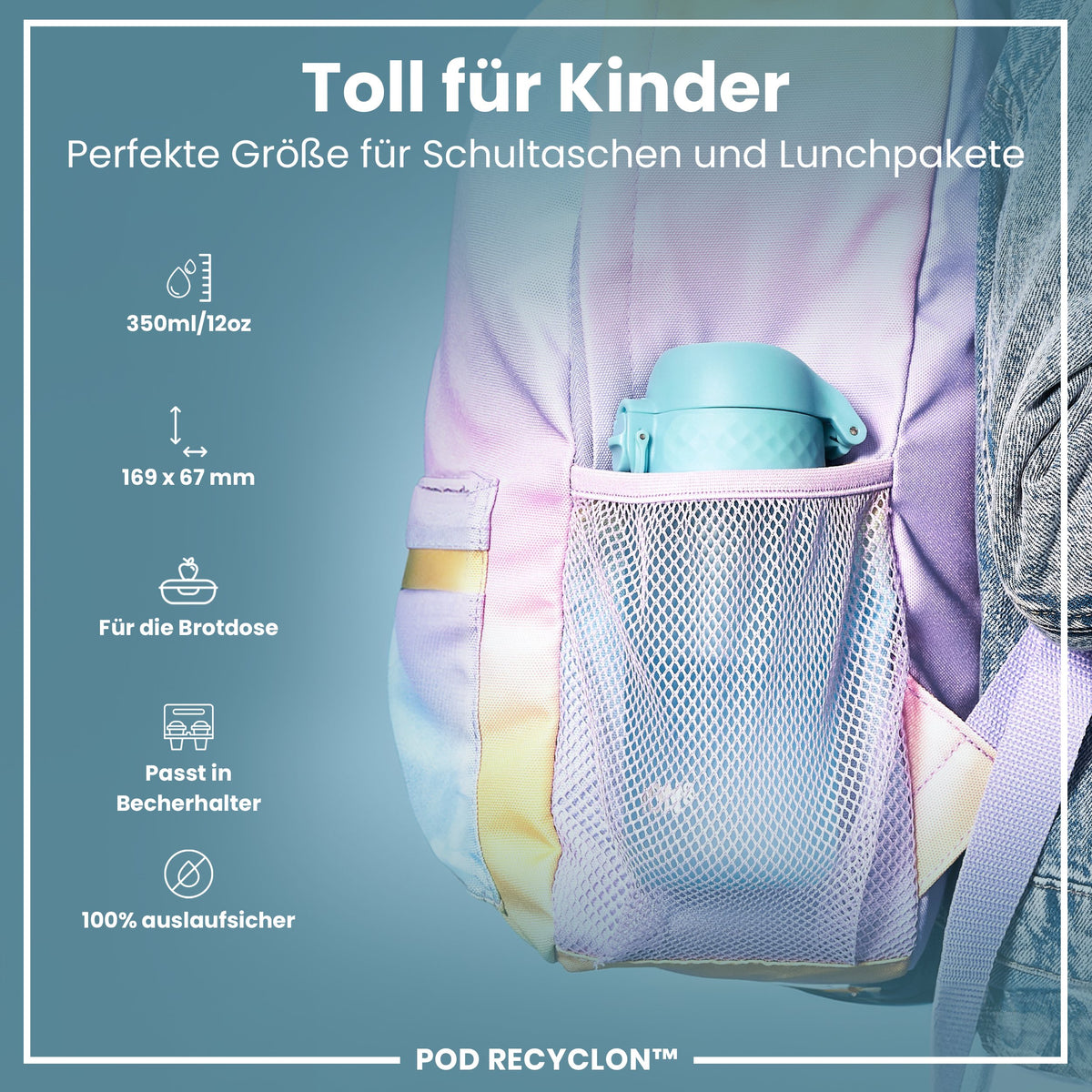 Recyclon Wasserflasche, Sonic-Blau, 350 ml